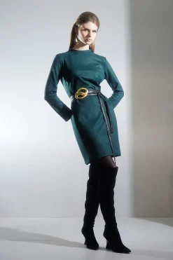 Natori Dresses-Double Jersey Mock Neck Sheath Dress