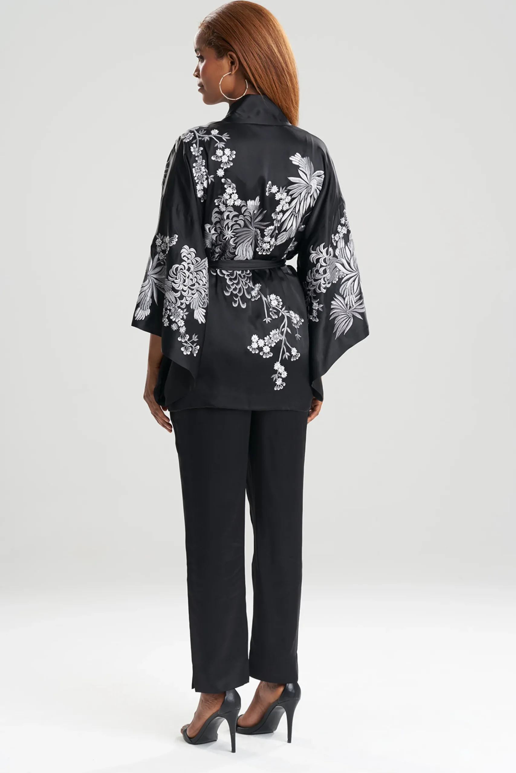 Natori Robes & Kimonos-Dragon Embroidery Silk Wrap