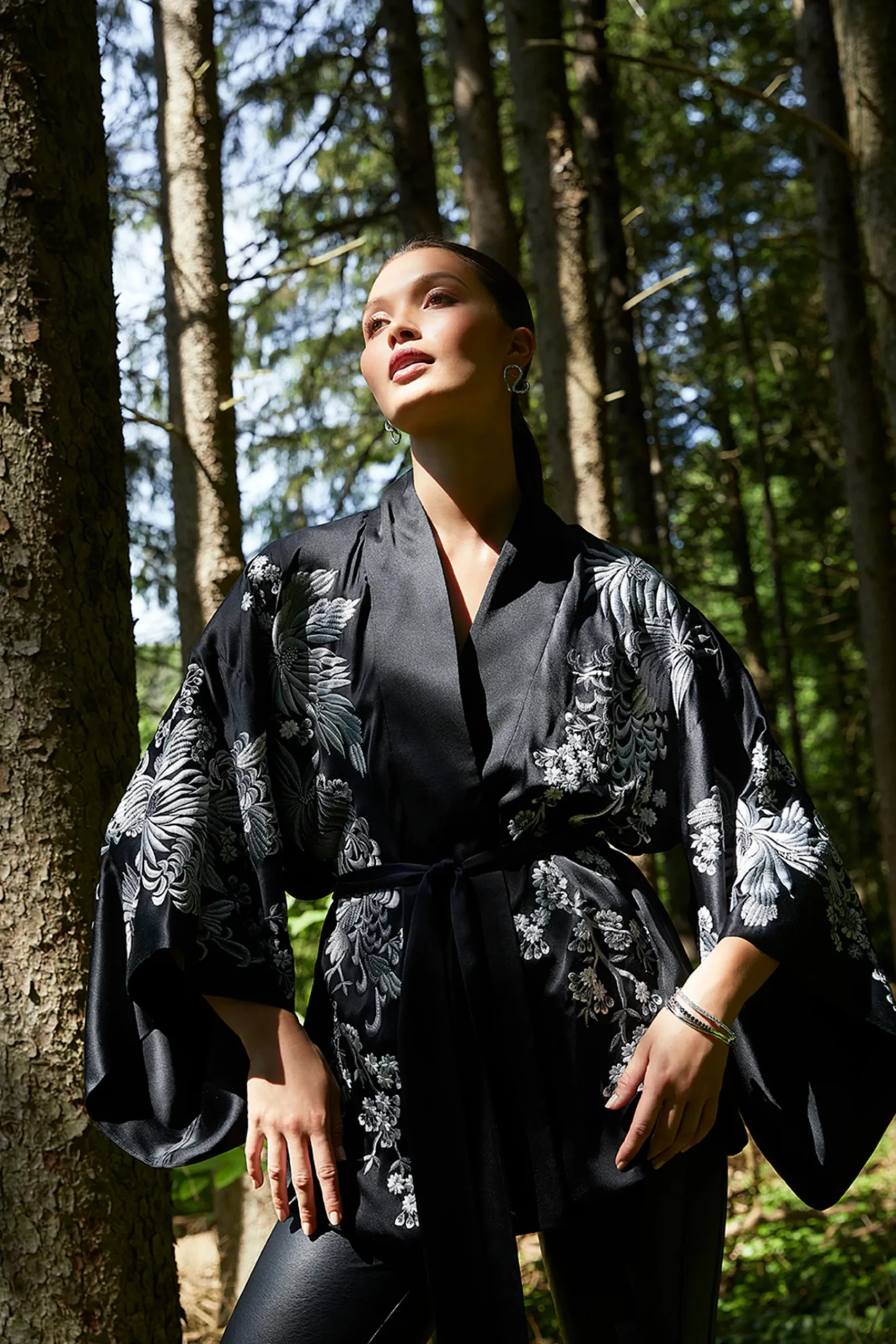 Natori Robes & Kimonos-Dragon Embroidery Silk Wrap
