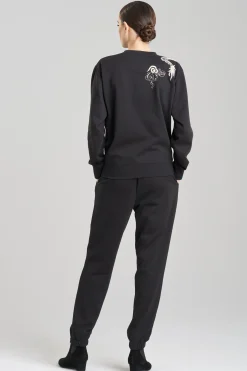 Natori Lounge Tops|Cardigans & Hoodies-Dragon French Terry Embroidered Unisex Sweater