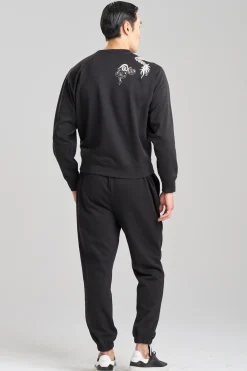 Natori Lounge Tops|Cardigans & Hoodies-Dragon French Terry Embroidered Unisex Sweater