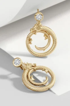 Natori Earrings|Dragon-Dragon 14k Ear Danglers With Diamond