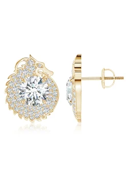 Natori Earrings|Dragon-Dragon Lab-Grown 14K Gold Round Diamond Earrings