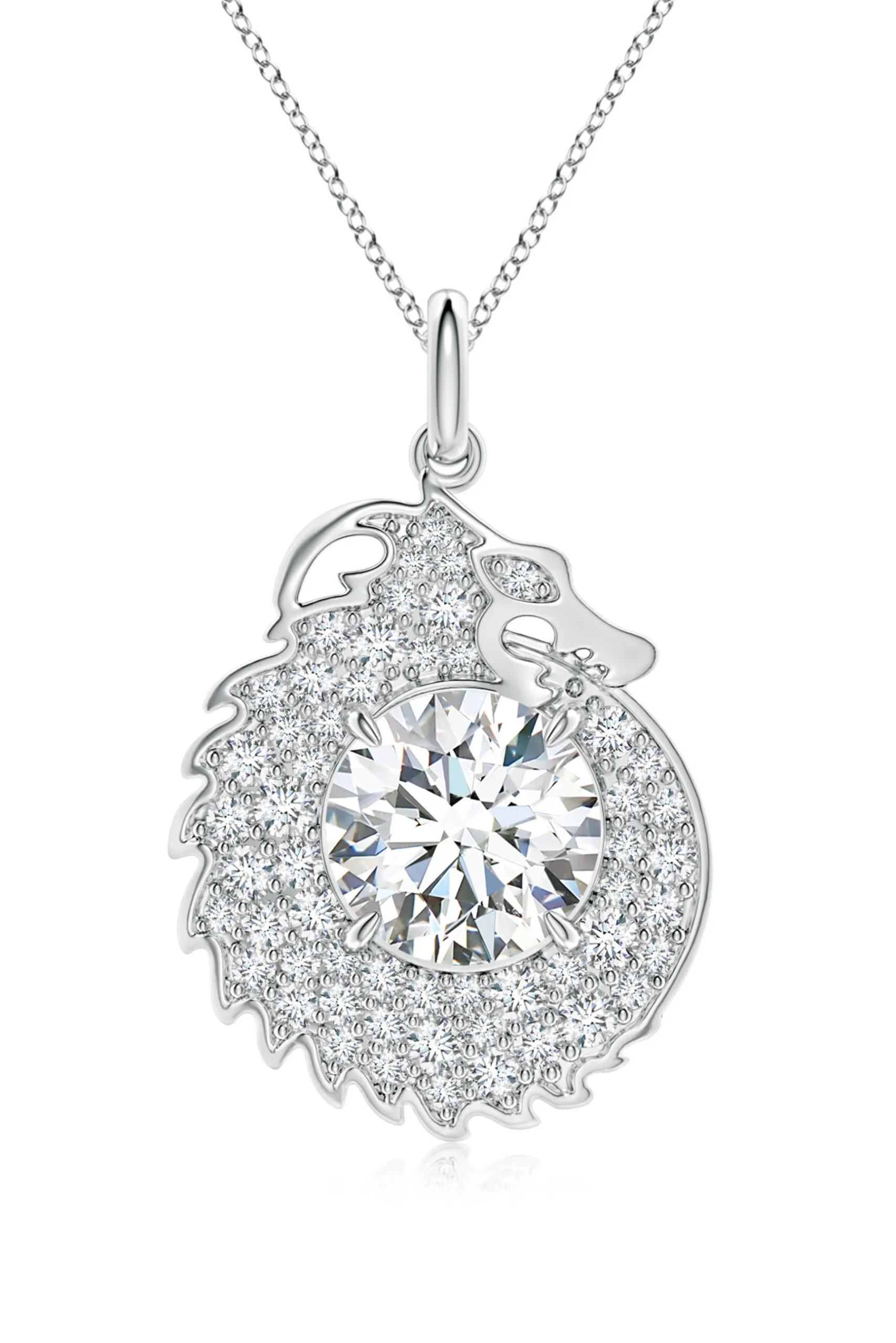 Natori Necklaces|Dragon-Dragon Lab-Grown 14K Gold Round Diamond Pendant Necklace