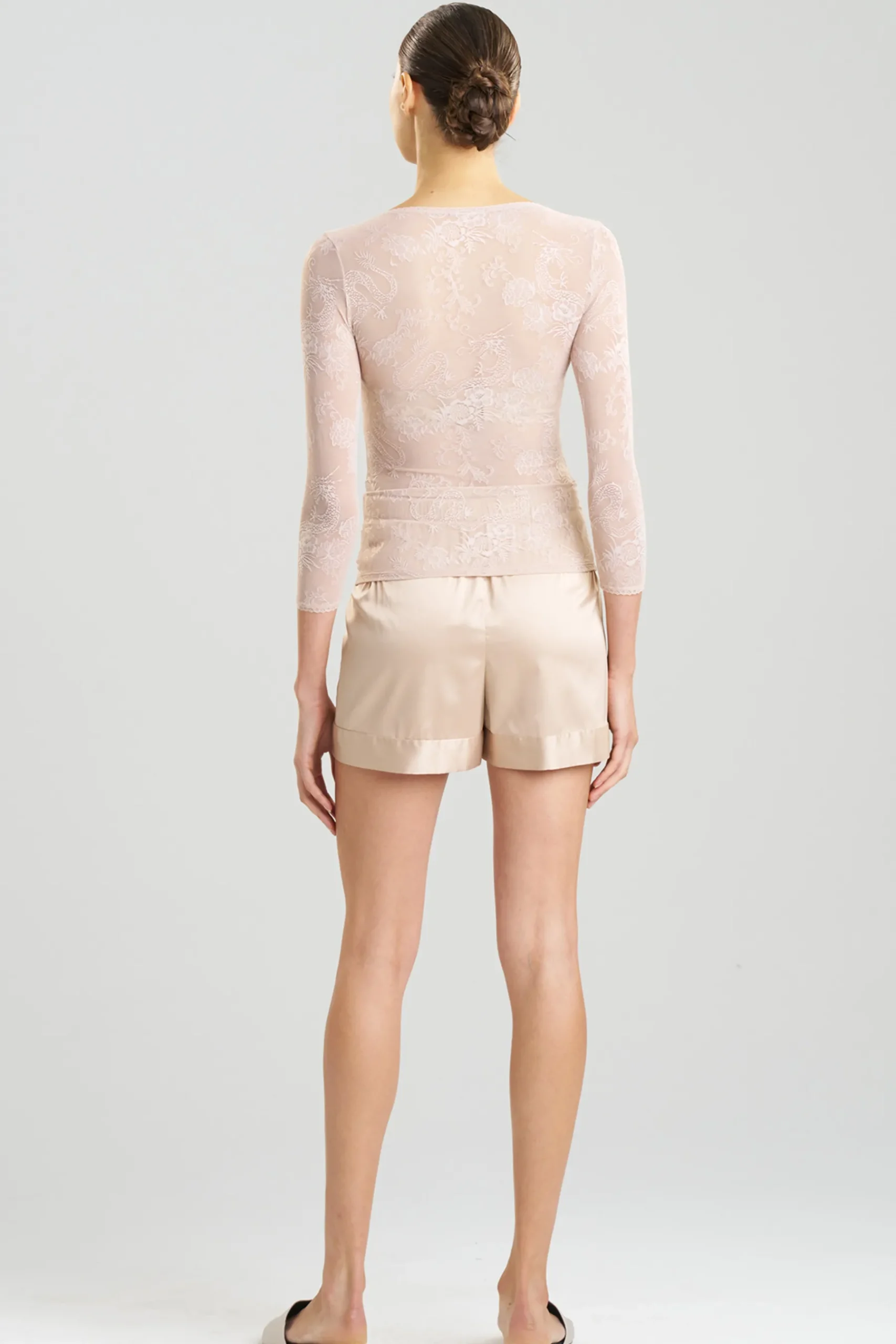 Natori Pajama Tops-Dragon Lace Long Sleeve Top