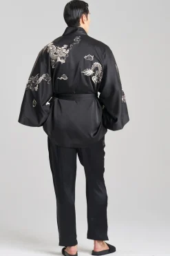 Natori Robes & Kimonos|Unisex-Dragon Luxe Charmeuse Embroidered Unisex Kimono