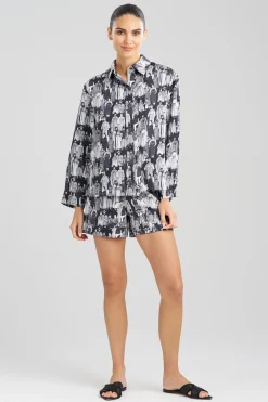 Natori Pajama Tops-Dynasty Button Front Top