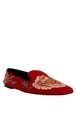 Natori Loafers-Edda Suede Embroidered Loafer