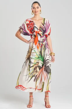 Natori Dresses|Beach Dresses-El Nido Obi Silk Beaded Kimono Dress