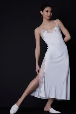 Natori Gowns-Enchant Lace Slit Gown