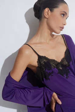 Natori Gowns-Enchant Lace Slit Gown