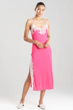 Natori Gowns-Enchant Lace Slit Gown