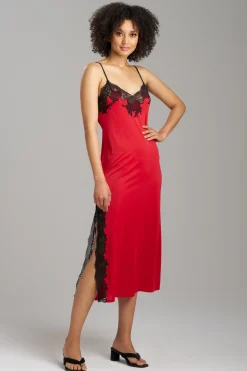 Natori Gowns-Enchant Lace Slit Gown