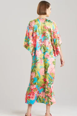 Natori Caftans|Plus Sizes-Enchanted Peony Satin Caftan