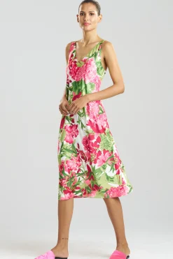 Natori Plus Sizes|Gowns-Enchanted Peony Satin Gown