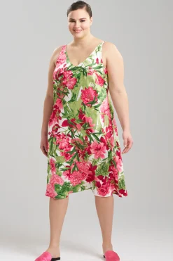 Natori Plus Sizes|Gowns-Enchanted Peony Satin Gown