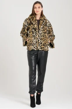 Natori Jackets & Outerwear-Faux Leopard Fur Shawl Coat