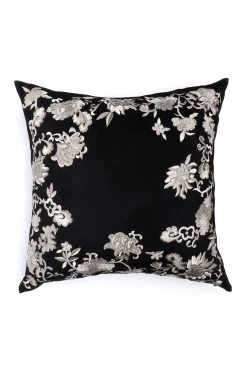 Natori Bedding|Throw Pillows-Faux Suede Mandarin Embroidered Trim Pillow