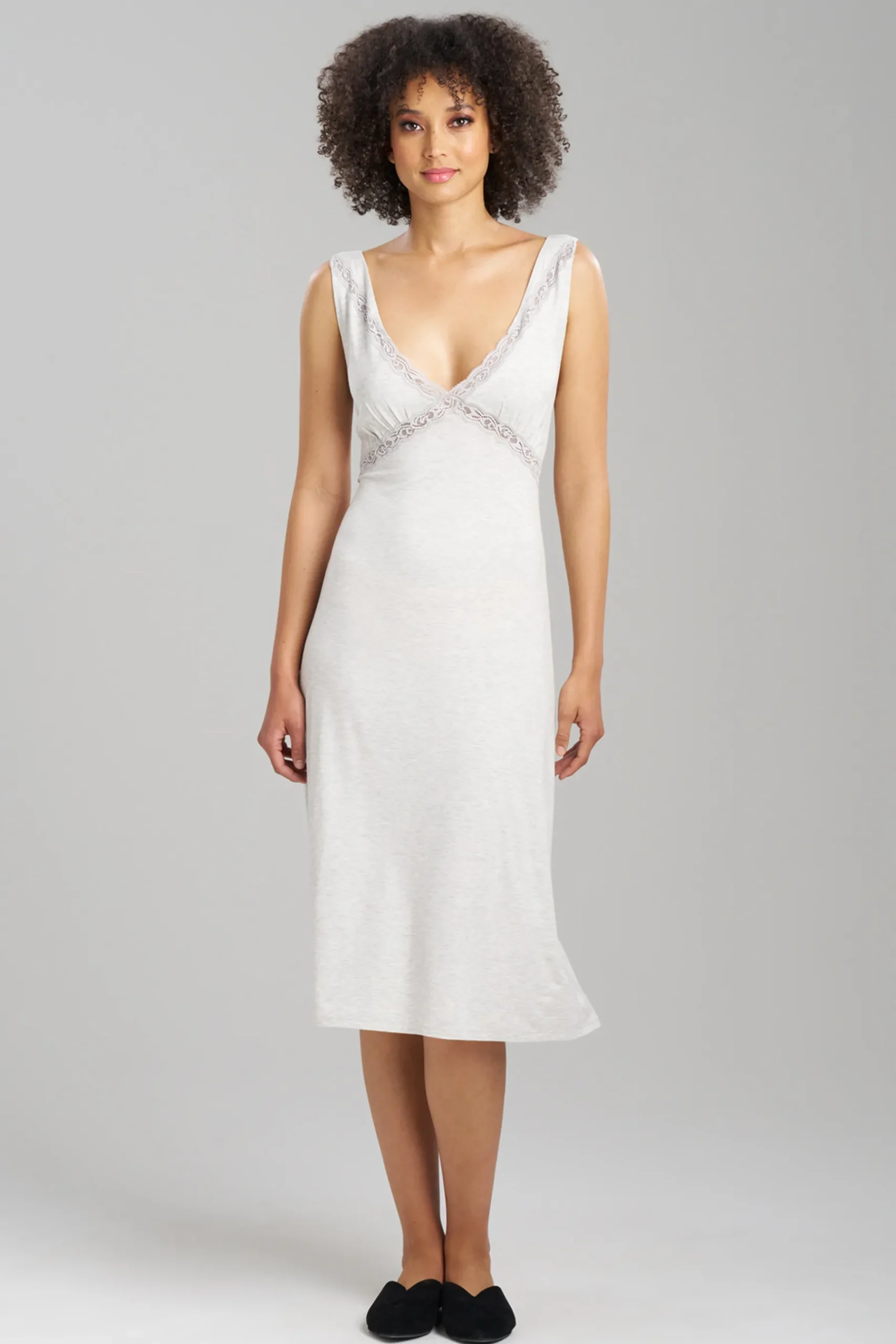 Natori Gowns-Feathers Essentials Lenzing™ Ecovero™ Viscose Lace Applique Gown