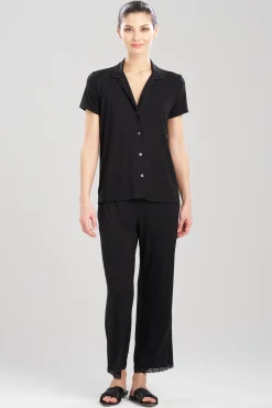 Natori Pajama Sets-Feathers Essentials Lenzing™ Ecovero™ Viscose Lace Applique Trim PJ