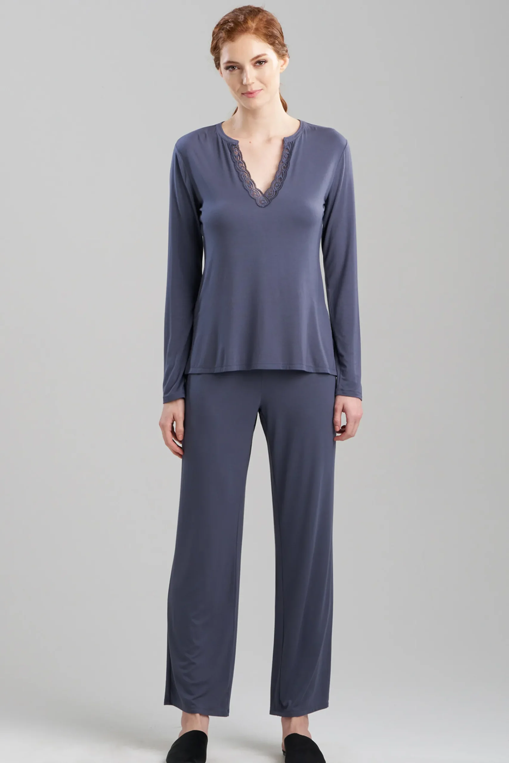 Natori Plus Sizes|Pajama Sets-Feathers Essentials Lenzing™ Ecovero™ Viscose Lace Applique PJ