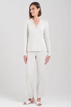 Natori Plus Sizes|Pajama Sets-Feathers Essentials Lenzing™ Ecovero™ Viscose Lace Applique PJ