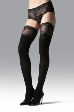 Natori Tights-Feathers Opaque Thigh Highs