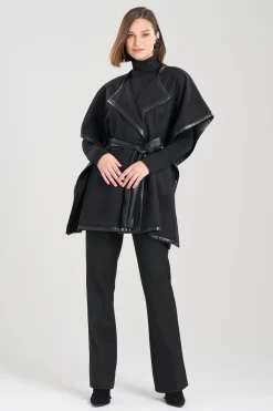 Natori Plus Sizes|Jackets & Outerwear-Felt Belted Poncho