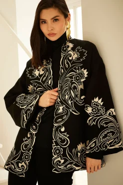 Natori Jackets & Outerwear-Felt Embroidered Coat