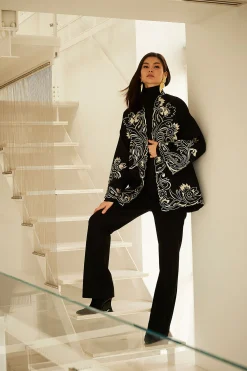 Natori Jackets & Outerwear-Felt Embroidered Coat