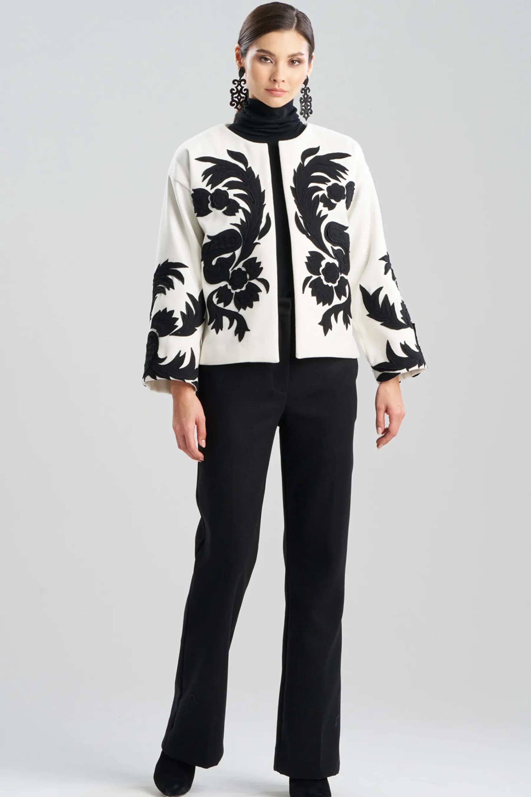 Natori Jackets & Outerwear-Felt Embroidered Crop Jacket