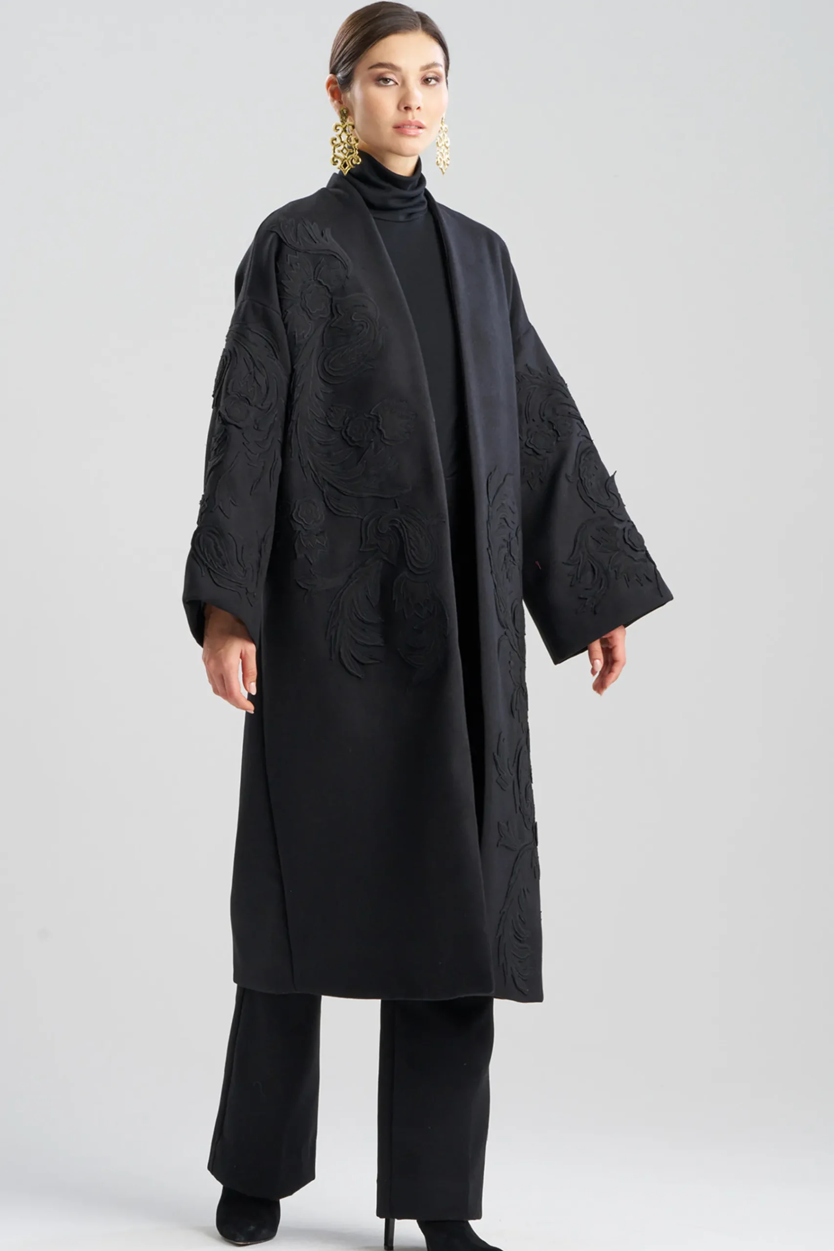 Natori Jackets & Outerwear-Felt Embroidered Long Coat