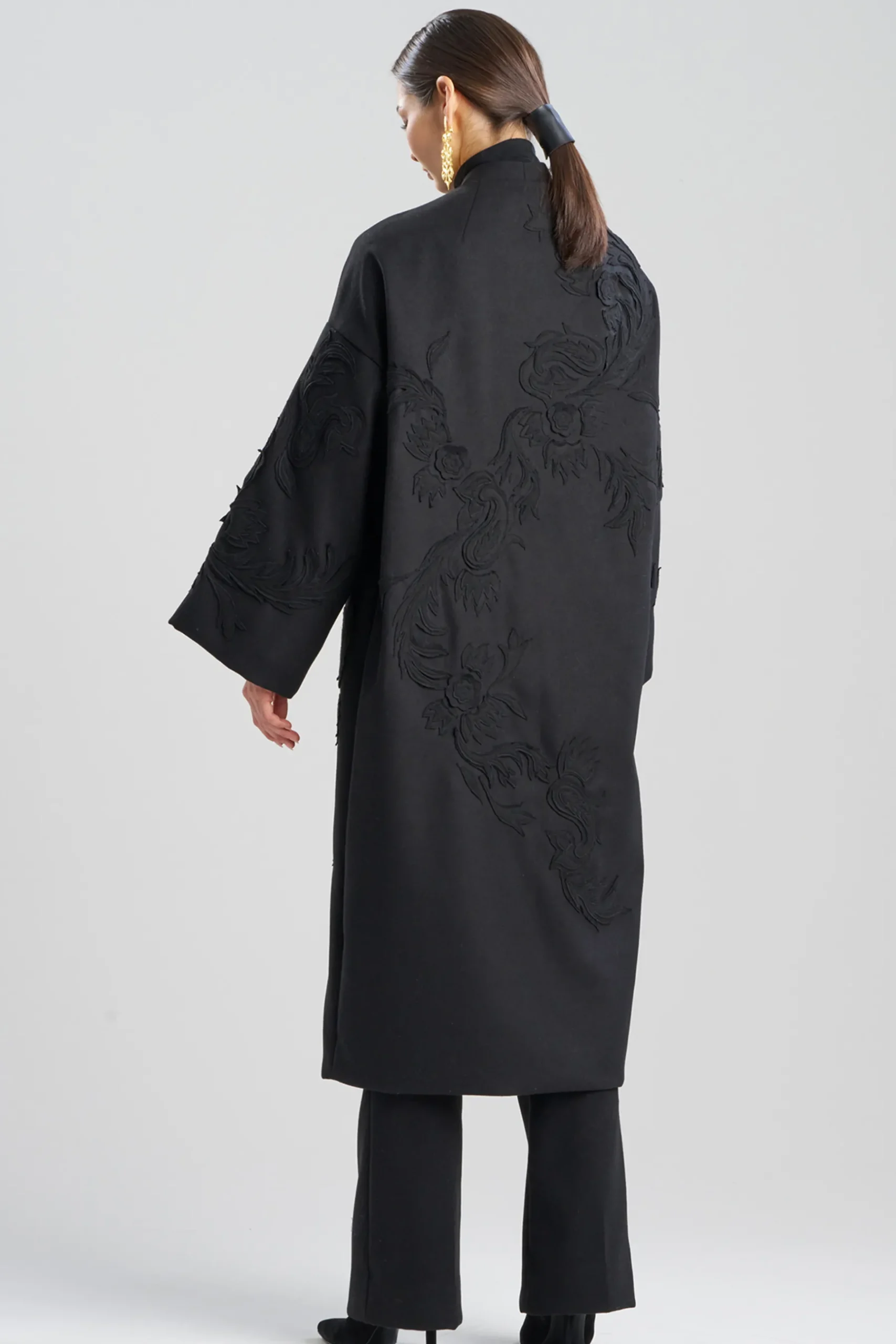 Natori Jackets & Outerwear-Felt Embroidered Long Coat