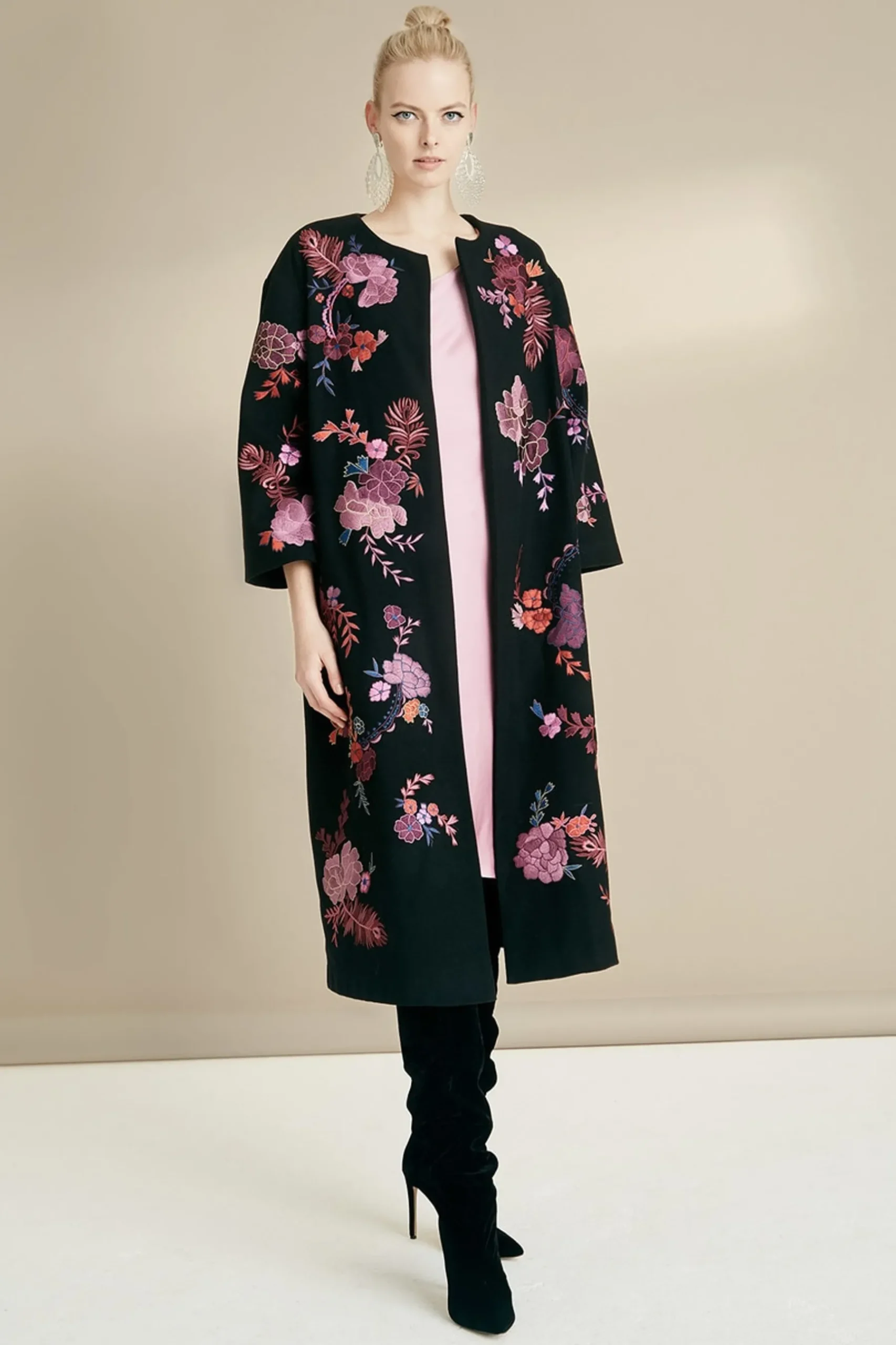 Natori Jackets & Outerwear-Felt Wool Embroidered Jacket
