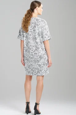 Natori Dresses-Floral Jacquard T-Shirt Dress