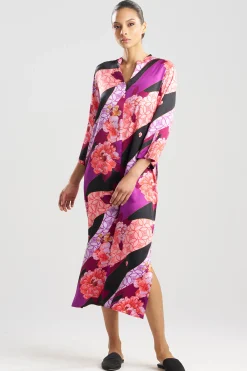 Natori Caftans|Caftan Dresses-Floral Tapestry Satin Caftan