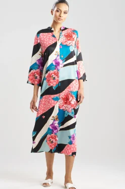 Natori Caftans|Caftan Dresses-Floral Tapestry Satin Caftan