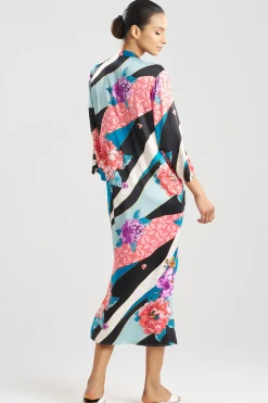Natori Caftans|Caftan Dresses-Floral Tapestry Satin Caftan