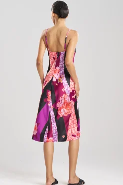 Natori Gowns-Floral Tapestry Satin Gown