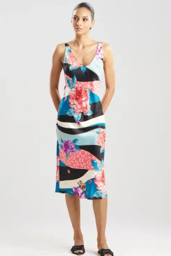 Natori Gowns-Floral Tapestry Satin Gown