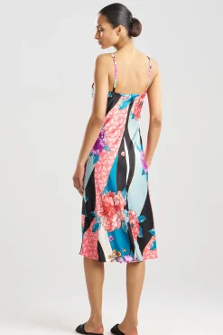 Natori Gowns-Floral Tapestry Satin Gown