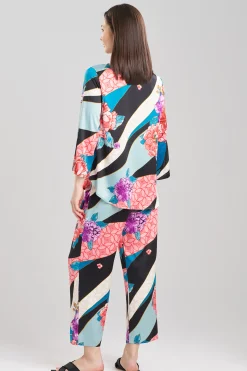 Natori Pajama Sets-Floral Tapestry Satin Mandarin PJ