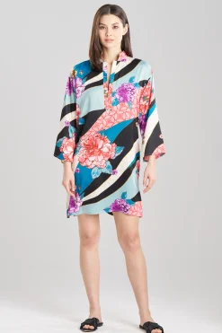Natori Sleepshirts-Floral Tapestry Satin Sleepshirt