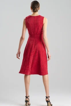 Natori Dresses-Fluid Floral Jacquard Fit & Flare Dress