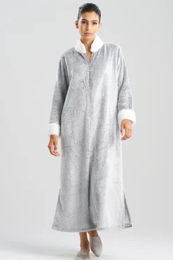 Natori Loungers-Frosted Cashmere Mandarin Zip Lounger