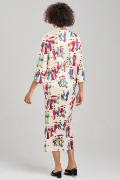 Natori Caftans-Geisha-Printed Satin Caftan