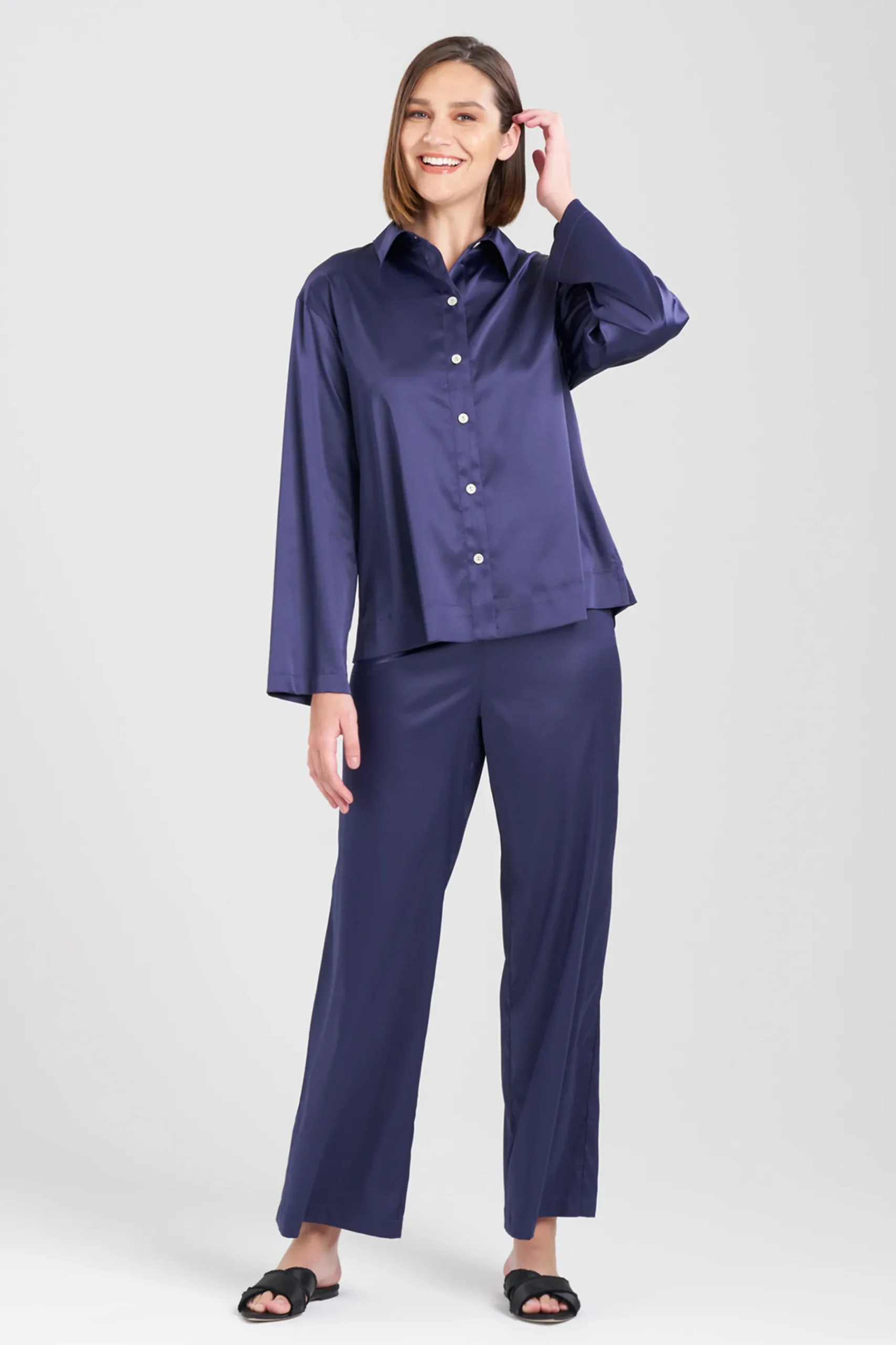 Natori Pajama Tops-Glamour Button Down Top