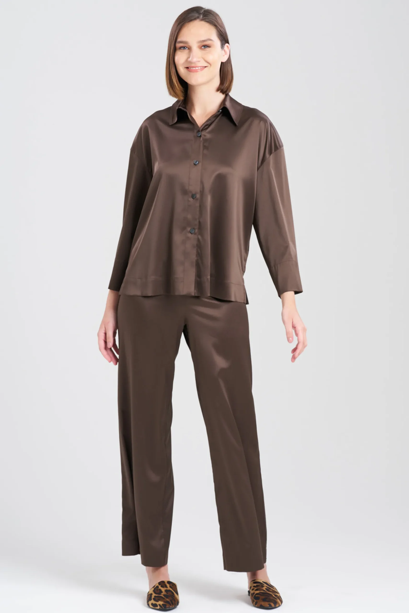 Natori Pajama Tops-Glamour Button Down Top