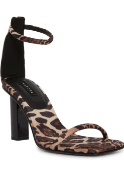 Natori Sandals-Glow Luxe Leopard Satin Block Heel Sandal