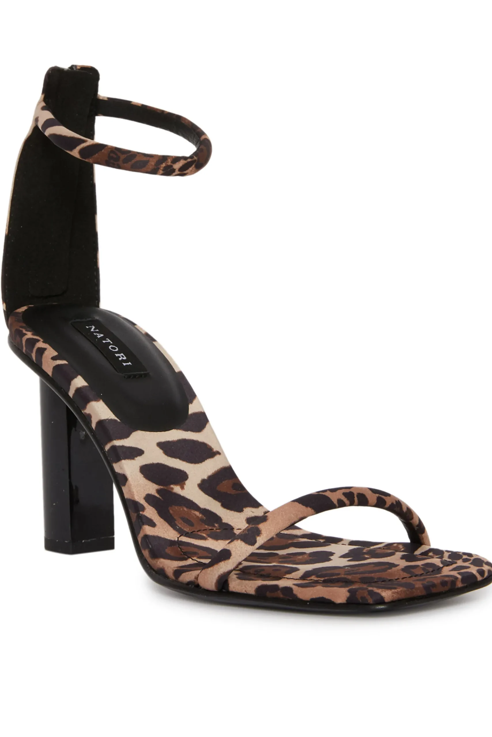 Natori Sandals-Glow Luxe Leopard Satin Block Heel Sandal